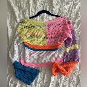 Crochet Color Block Sweater